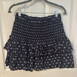 LOFT Navy & White Patterned Mini Skirt.